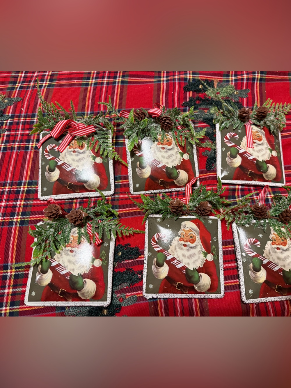 Holiday Santa Beverage Coaster Set - Red